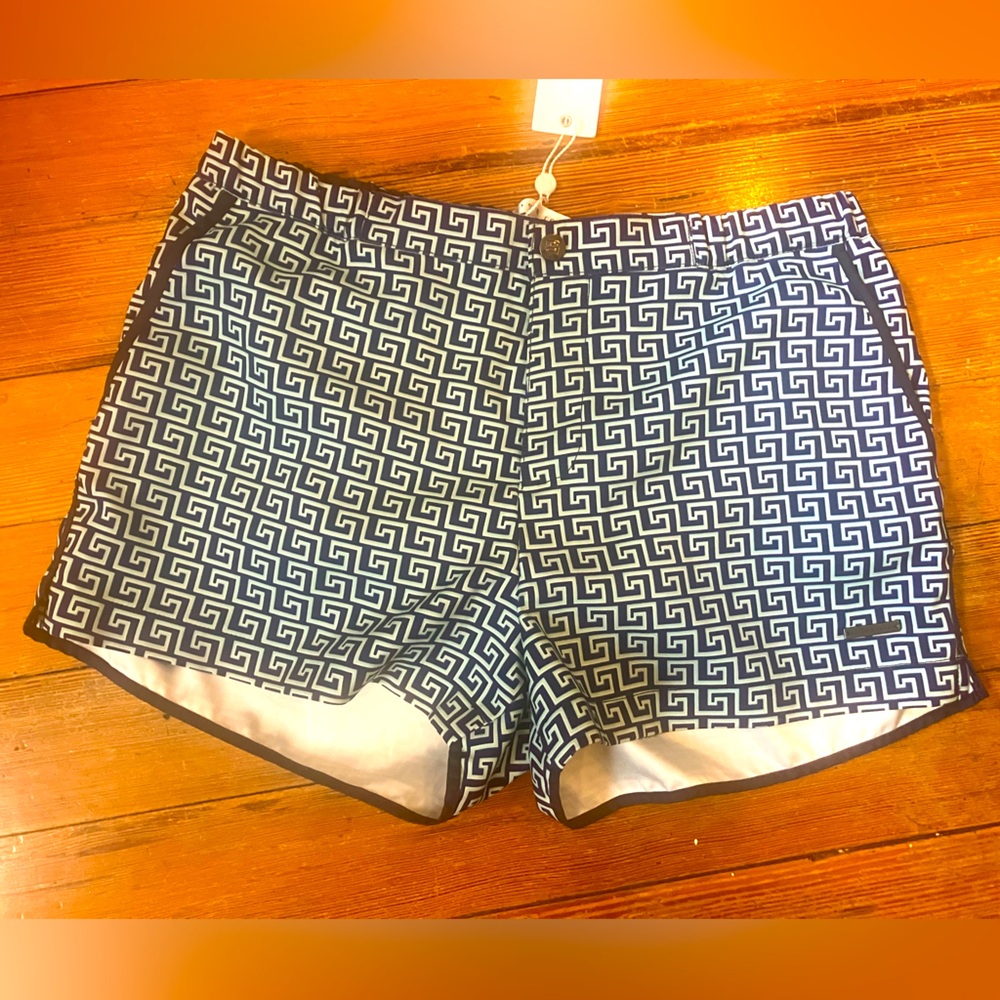 Parke and Ronen NYC, Men’s Swim Shorts, Angelo Print, Navy, Size 32